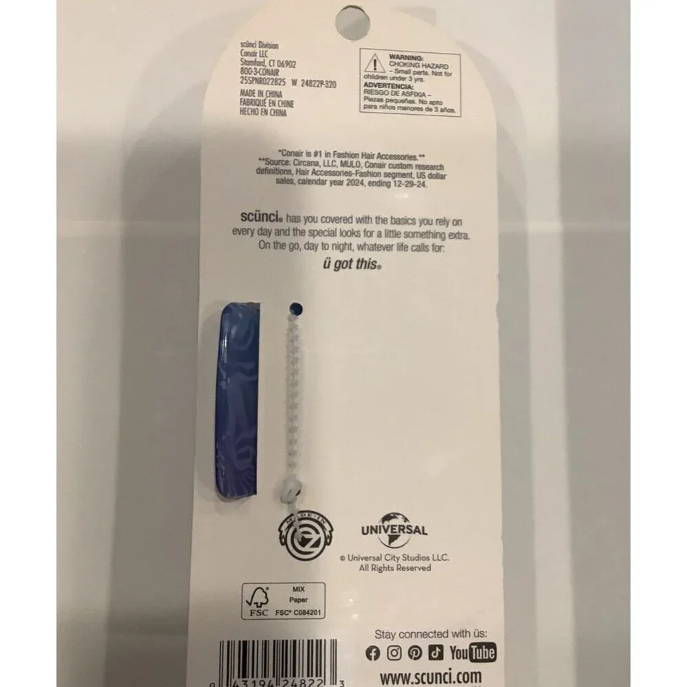scünci x Wicked Open Cut Claw Clip, Glinda Periwinkle & Wet Brush Wicked, New
